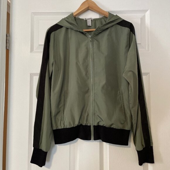 Forever 21 hooded windbreaker jacket olive green size small - Picture 1 of 12